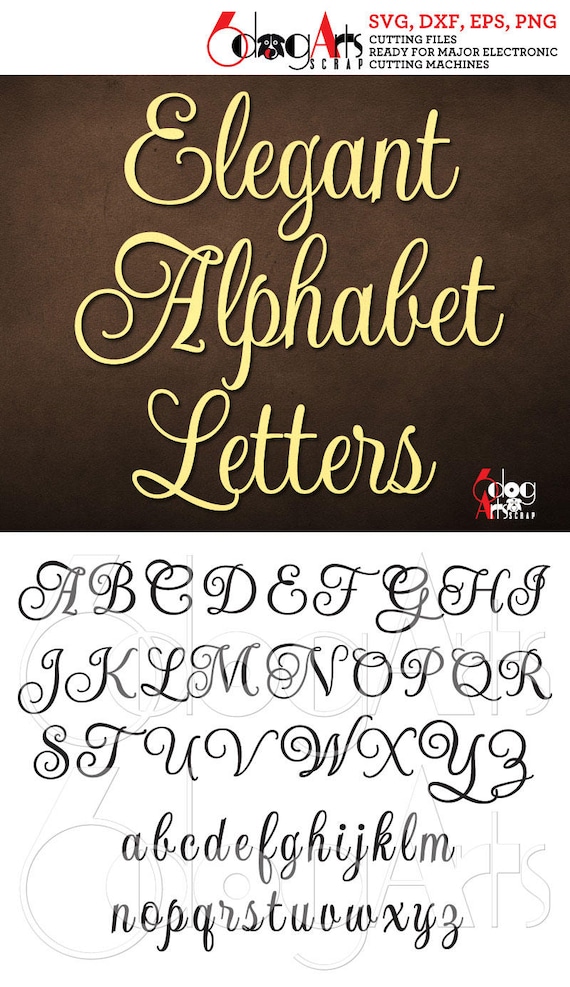 Elegant Script Alphabet SVG DXF Vector Images Monogram - Etsy