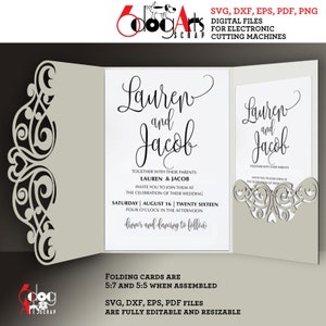 9 Lace Card / Envelope Templates Digital Cut SVG DXF Files Wedding Invitation Stationery Laser Cuttable Download Silhouette Cricut JB-899