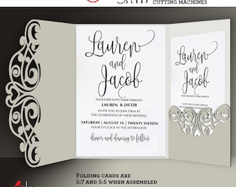 9 Lace Card / Envelope Templates Digital Cut SVG DXF Files Wedding Invitation Stationery Laser Cuttable Download Silhouette Cricut JB-899