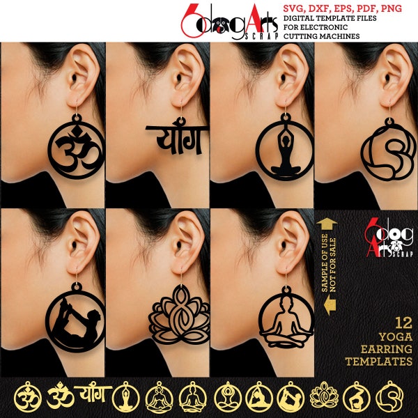 12 Yoga Earring SVG DXF Templates Wood / Acrylic / Metal Jewelry Download Vector Digital Files Laser Cricut Plasma Cutting JB-1916