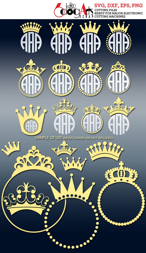 Download Crown Monogram Frames Digital Cut Files Svg Dxf Eps Png Etsy