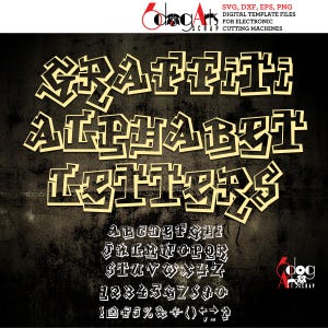 Letras de Graffiti Imagens Digitais Svg Dxf Diy Silhueta Cricut Imprimível Vetor Download para DIY Vinil Corte Serigrafia JB-317