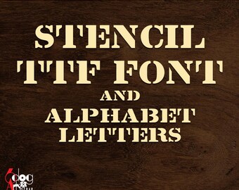 Stencil TTF Font & SVG Vector Images Alphabet Letters for Printing, Laser Cricut Cutting JB-2159