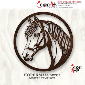 Horse Wall Decor SVG DXF Digital Template for Laser cnc Plasma Cutting Instant Download JB-510