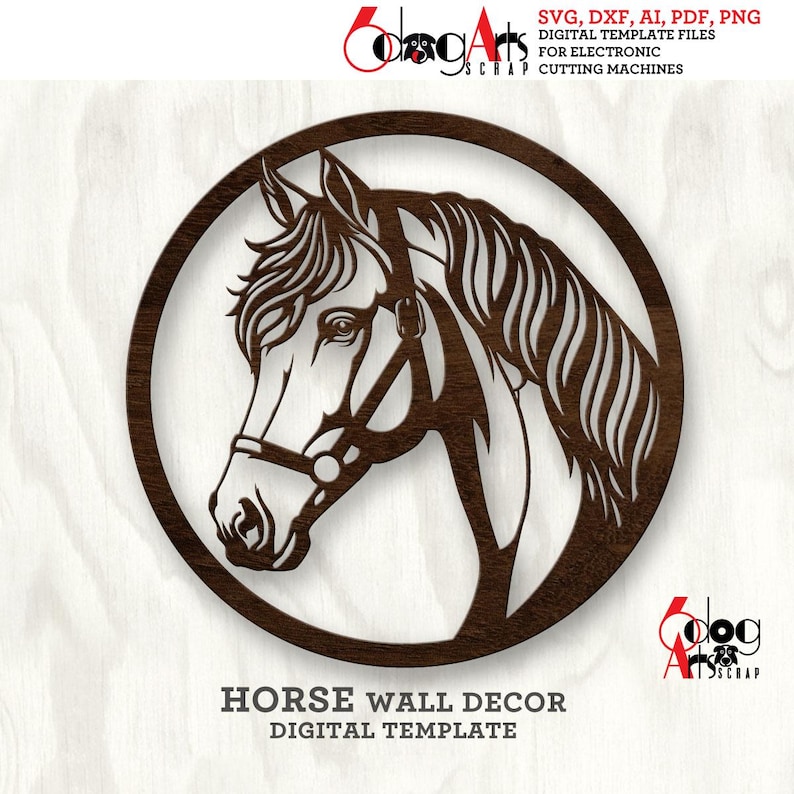 Modelo digital SVG/DXF para decoração de parede com tema de cavalos, para corte a laser, CNC e plasma, download instantâneo - JB-510 imagem 1
