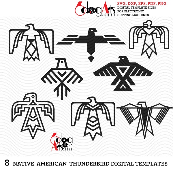 Native American Thunderbird Digital Files Svg Dxf Eps Png Silhouette SCAL Cricut Vector Printable Instant Download DIY Cutting JB-734n