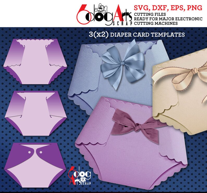 Download 3 Diaper Card Templates Digital Cut SVG DXF Files Baby ...