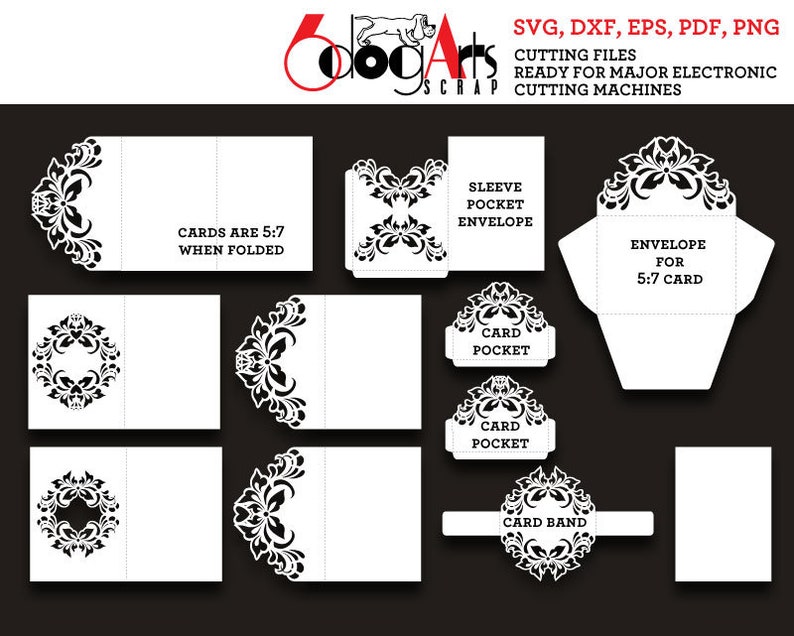 Lace Envelope Card Templates Digital Cut SVG DXF Files | Etsy