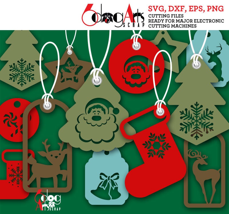 Download 14 Christmas Tags Digital Cut Files SVG DXF Vector ...