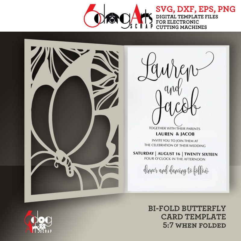 Butterfly Lace Card Template Digital Cut SVG DXF Files Wedding ...