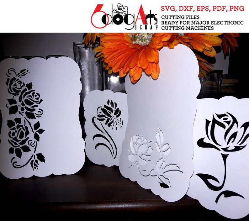 Download 5 Scalloped Floral Lace Card Templates Digital Cut SVG DXF ...