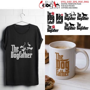Le chien père fichiers vectoriels numériques SVG DXF GlowForge découpe laser Silhouette Cricut téléchargement sérigraphie transfert thermique JB-2028