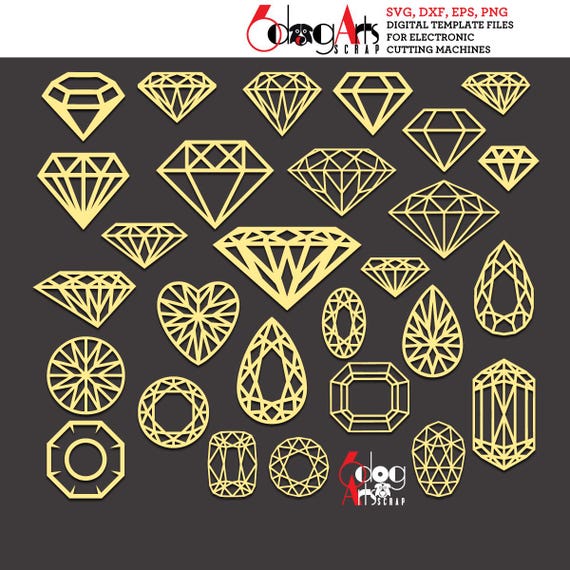 Diamonds Clip Art Digital Files Svg Dxf Eps Png Silhouette SCAL Cricut Printable Vector Download for DIY Paper Vinyl Cutting JB-603
