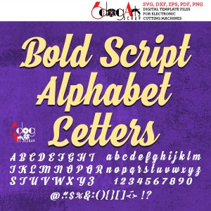 Script audacieux lettres de l'alphabet SVG DXF Images vectorielles monogramme découpes vinyle fer à repasser à chaud presse transfert Silhouette Cricut JB-796