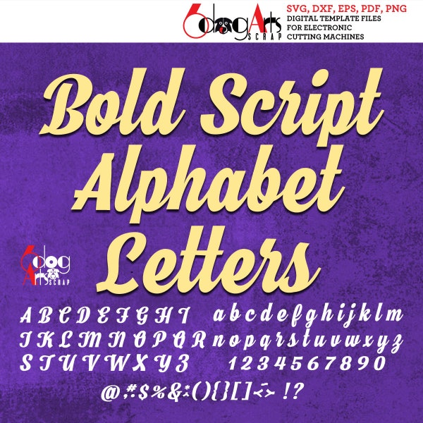 Bold Script Alphabet Letters SVG DXF Vector Images Monogram Cuttables Vinyl Iron On Heat Press Transfer Silhouette Cricut JB-796