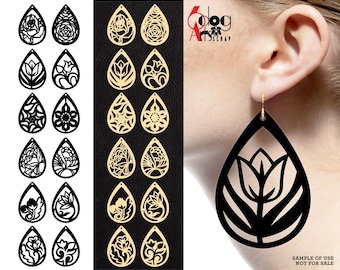 12 SVG Bundle Earring Templates Digital Files Download Laser cnc GlowForge Cricut Cutting JB-1051