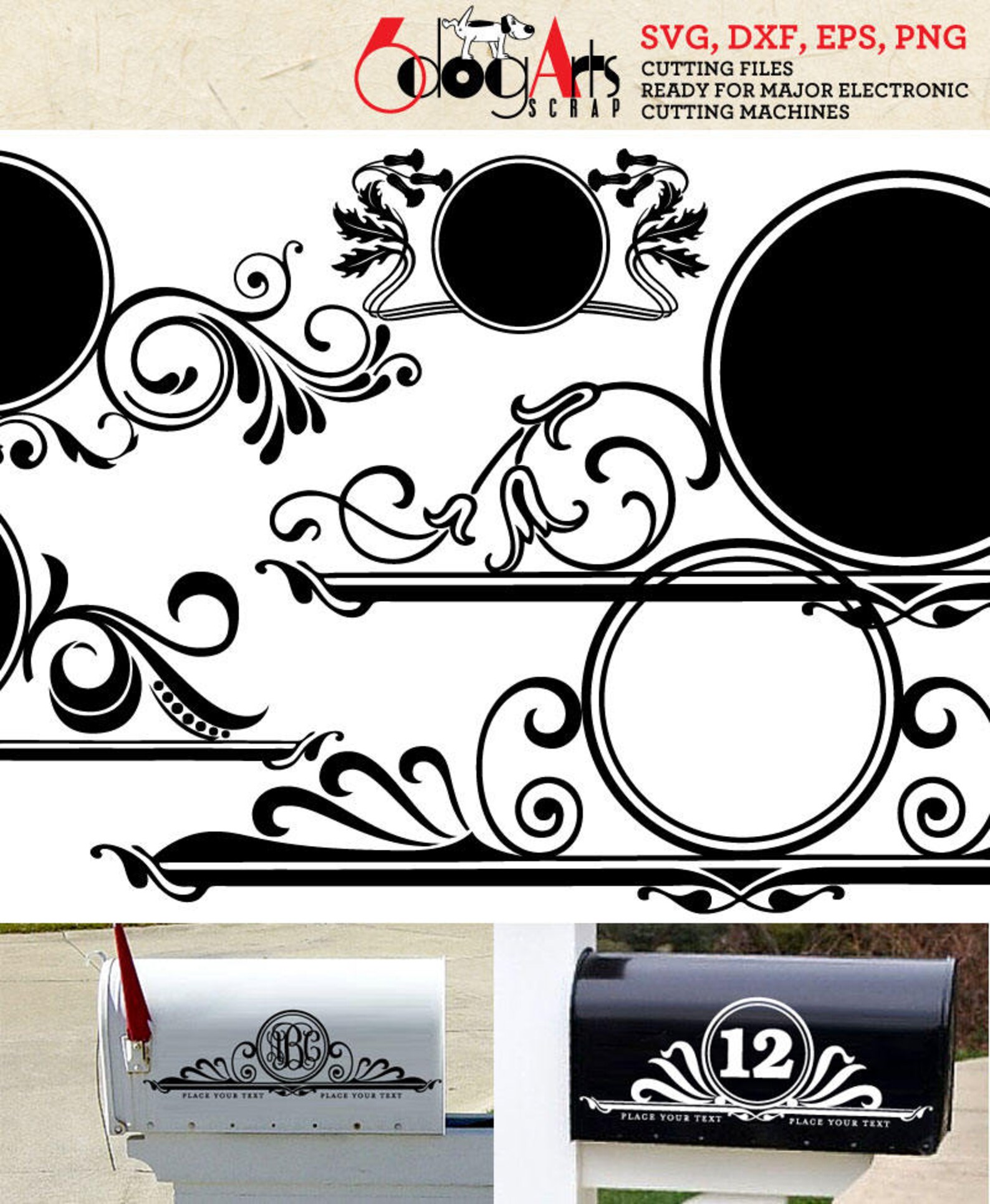 Mailbox Monogram Frames Digital Cut Files Svg Dxf Eps Png | Etsy