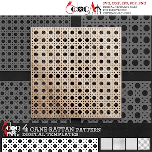 4 Szablony cyfrowe wzoru tkania trzciny rattanowej Pliki SVG DXF Podstawa Pobierz cięcie laserowe GlowForge Silhouette Cricut JB-1257
