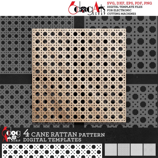 4 Rattan Cane Webmuster Digitale Vorlagen SVG DXF Dateien Basis Foundation Download Laser schneiden GlowForge Silhouette Cricut JB-1257