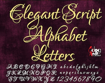 Elegant Alphabet Script SVG DXF Vector Images Monogram Cuttable Letters Vinyl Iron On Heat Press Transfer Silhouette Cricut JB-774