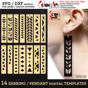 SVG DXF lange staaf oorbellen bundel digitale sjablonen downloadbestanden voor lasercricut snijden JB-1733