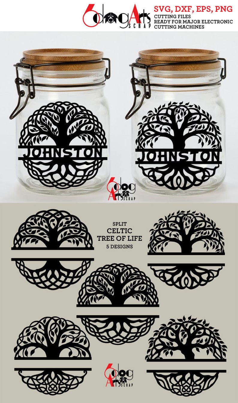Download 5 Celtic Tree of Life Split Frames Vector Digital Cut ...