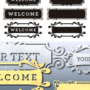 8 Text Frame Welcome Home Sign Name Digital Templates SVG DXF Vector Files Vinyl Transfer Wood Metal Laser Plasma Download JB-1204 image 4