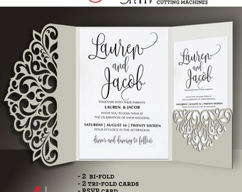 Lace Envelope, Card Templates Digital Cut SVG DXF Files Wedding Invitation Stationery Cuttable Designs Download Silhouette Cricut JB-863na