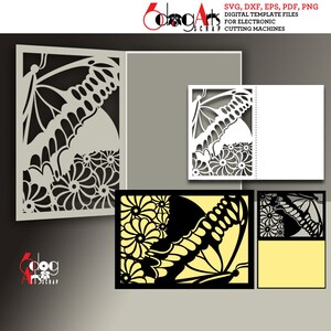 Schmetterling Spitze Karte Vorlage Digital Cut SVG DXF-Dateien Hochzeitseinladung Briefpapier Laser Schneidbare Download Silhouette Cricut JB-879