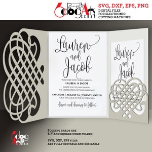 Kalligrafische Spitze Karte Vorlagen Digitaler Schnitt SVG DXF Dateien Hochzeitseinladung Briefpapier Schneidbare Download Silhouette Cricut JB-867b