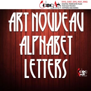 Art nouveau lettres de l'alphabet SVG DXF Images vectorielles en vinyle à découper, fer sur imprimable transfert presse à chaud Silhouette Cricut JB-1294