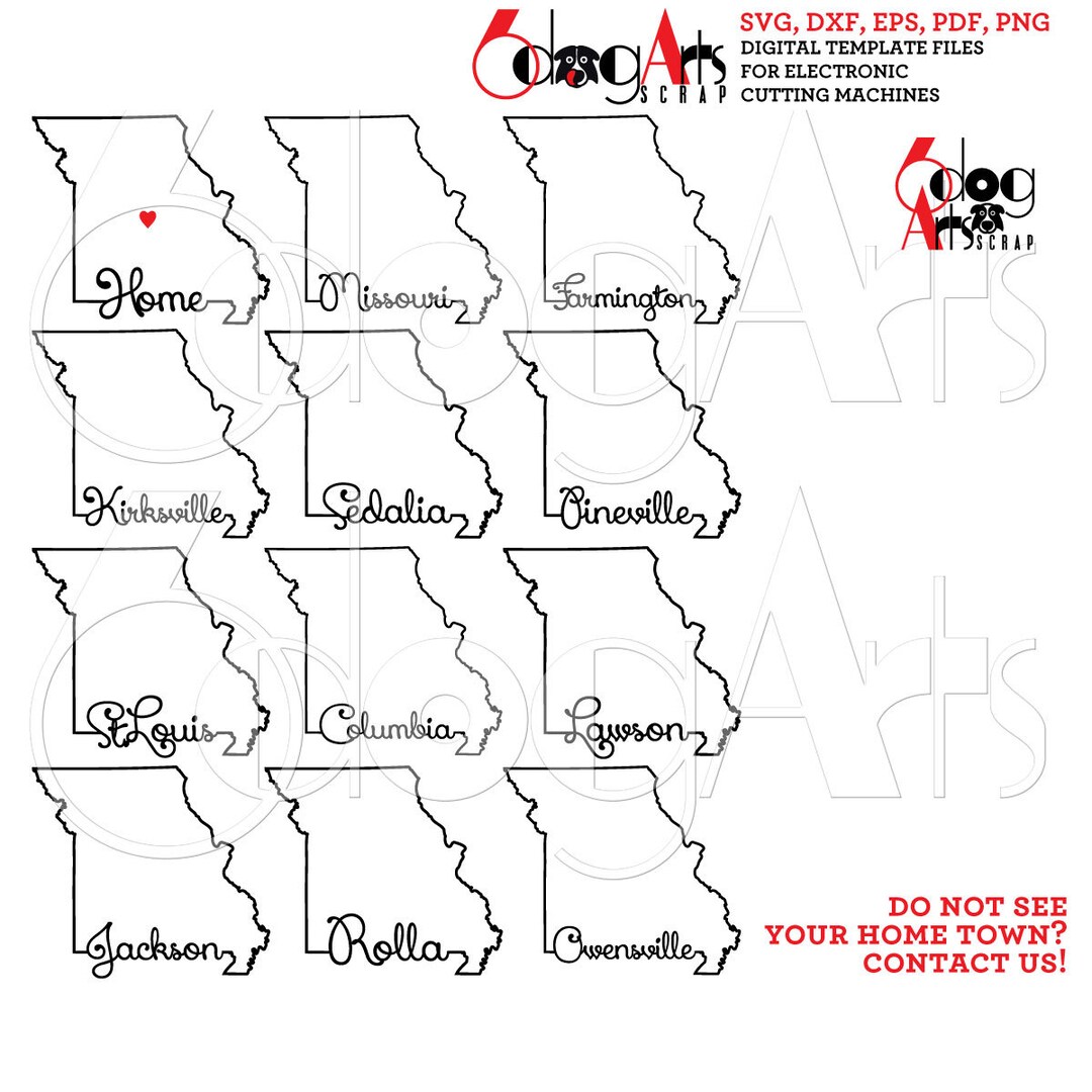 Missouri Outline Typography Files SVG DXF Silhouette Cricut Printable ...