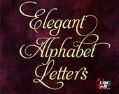 Elegant Script Alphabet SVG DXF Vector Images Monogram Cuttable Letters Vinyl Iron On Heat Press Transfer Glass Etching Cricut JB-194