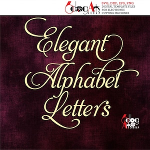 Elegante guión alfabeto SVG DXF imágenes vectoriales monograma letras cortables vinilo hierro en prensa de calor transferencia vidrio grabado Cricut JB-194