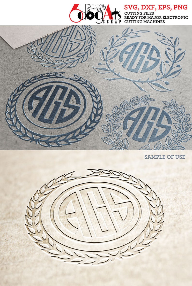 Download 9 Olive Branch Wreath Monogram Frames Vector Digital Cut ...