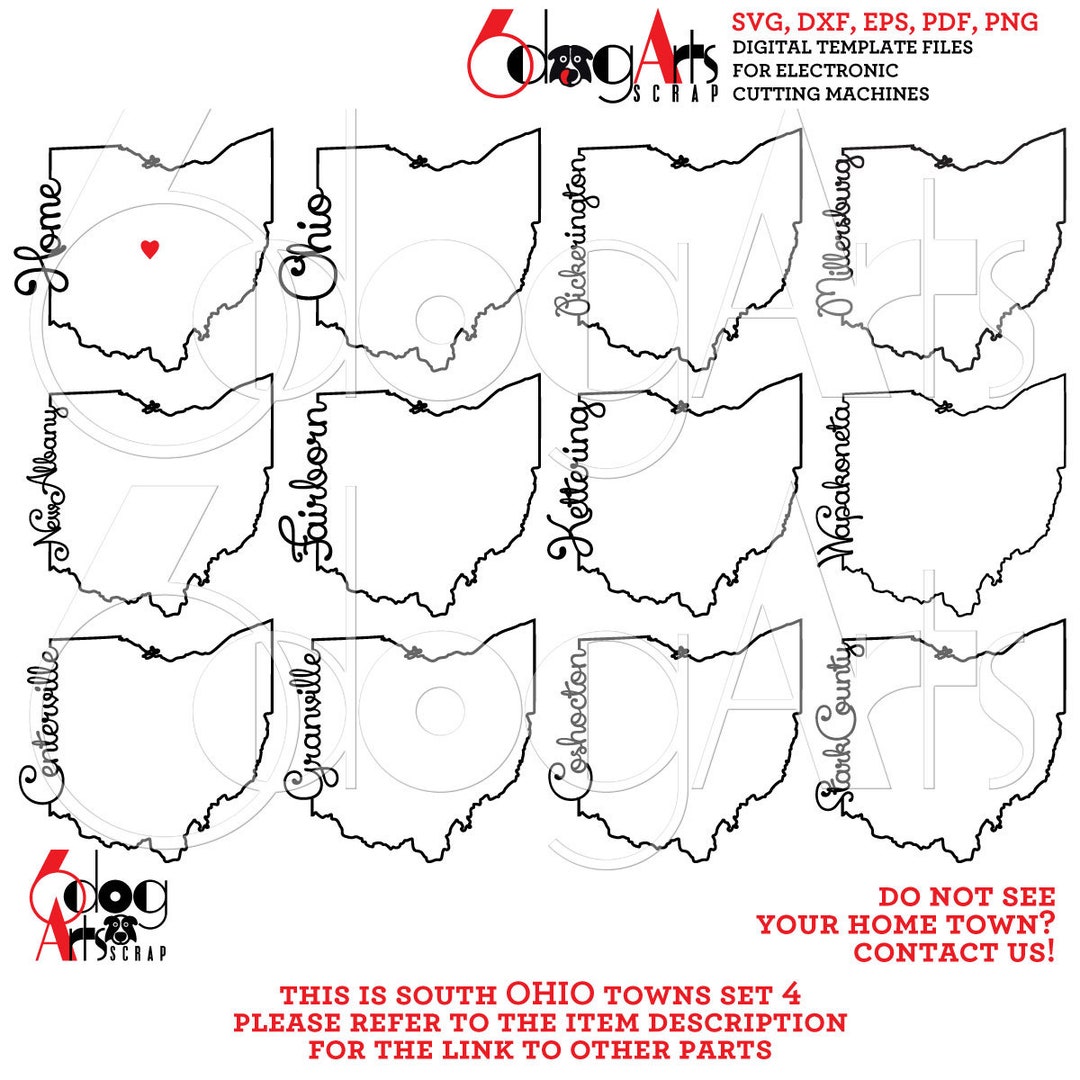 Ohio Outline Typography, Parte 4 SVG dxf Vector Files Silhouette Cricut ...