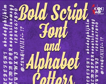 Bold Script Font & Alphabet Letters TTF, SVG for Printing, Cutting Machines Digital Download JB-796