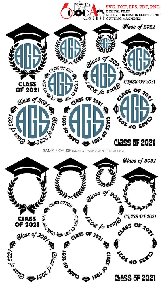 Download Graduation Class Of 2021 Monogram Frames Digital Cut Files Svg Etsy