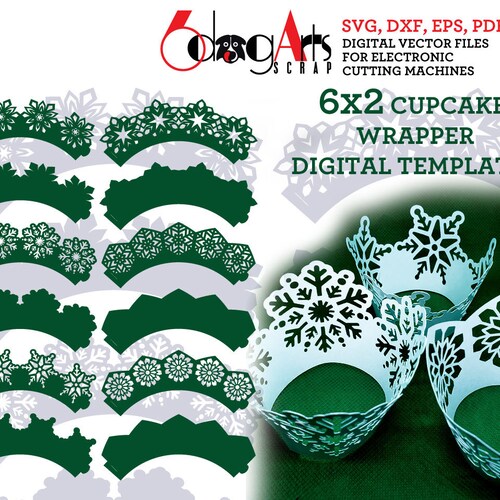 7 Cupcake Wrapper Templates SVG DXF Vector Digital Files Laser - Etsy