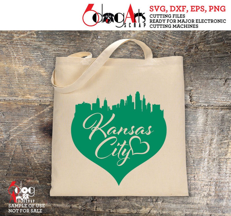 Download Kansas City Skyline Love Heart Digital Cut Files SVG DXF ...