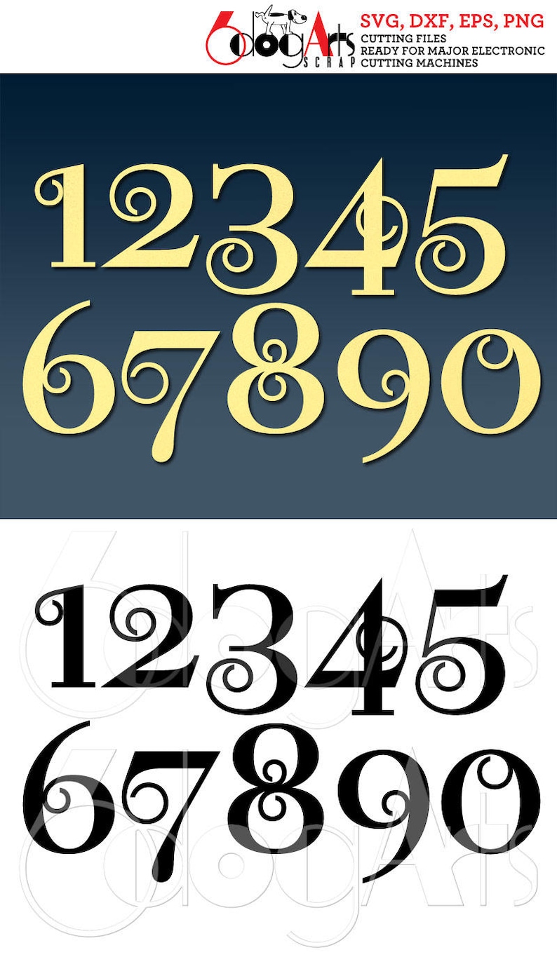 Download Numbers Digital Cut Files Svg Dxf Eps Png Silhouette SCAL | Etsy
