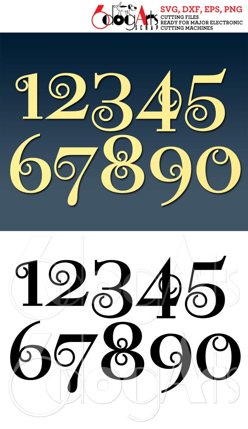 Download Numbers Digital Cut Files Svg Dxf Eps Png Silhouette SCAL ...