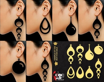 8 Leather / Wood / Acrylic Teardrop Earring / Pendant Templates Vector Digital SVG DXF Jewelry Files Download Laser Cutting JB-1109
