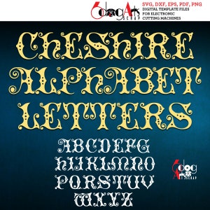 Fuente Alice Cheshire SVG DXF Imágenes vectoriales Monograma Letras recortables Vinilo Transferencia de calor para plancha Silueta Cricut Descargar JB-786