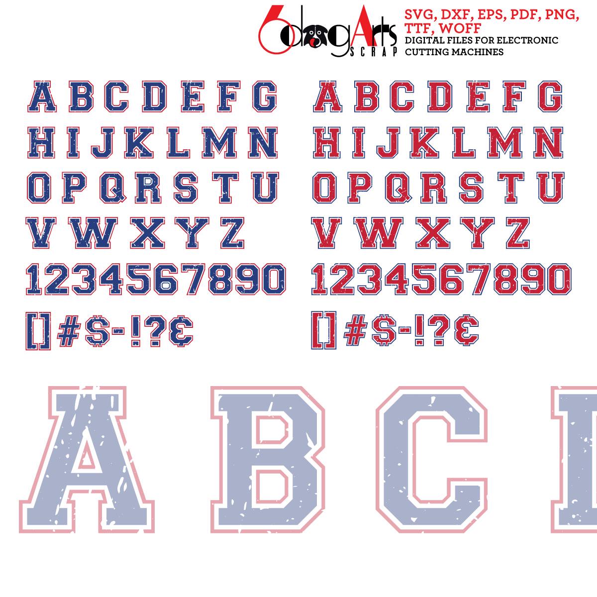 Grunge Varsity Font TTF SVG Files Sport Monogram Jersey Number College ...