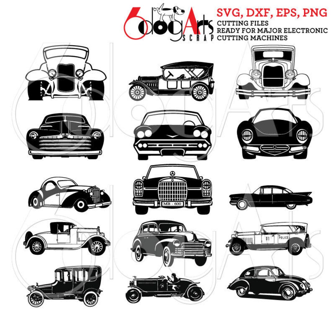 Vintage Cars Digital Files Svg Dxf Eps Png Silhouette SCAL Cricut ...