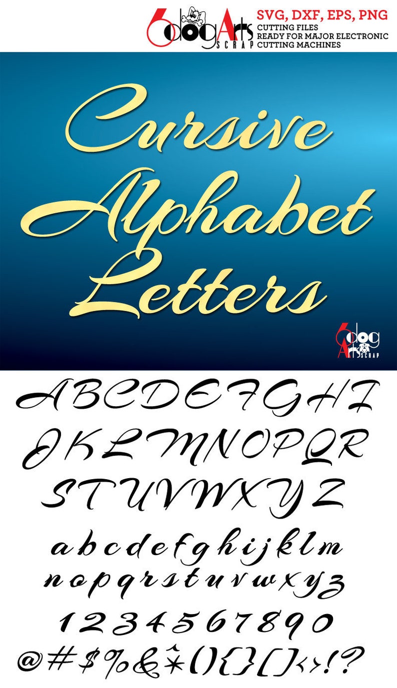 Download Elegant Cursive Alphabet SVG DXF Vector Diy Cut Files ...
