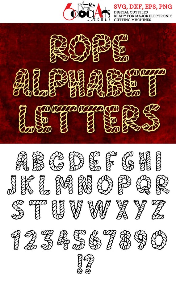 Download Rope Alphabet Letters Svg Dxf Vector Images Monogram Cuttable Etsy