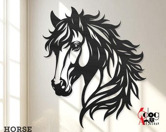 Horse Wall Decor SVG DXF Digital Template for Laser cnc Plasma Cutting Instant Download JB-2171