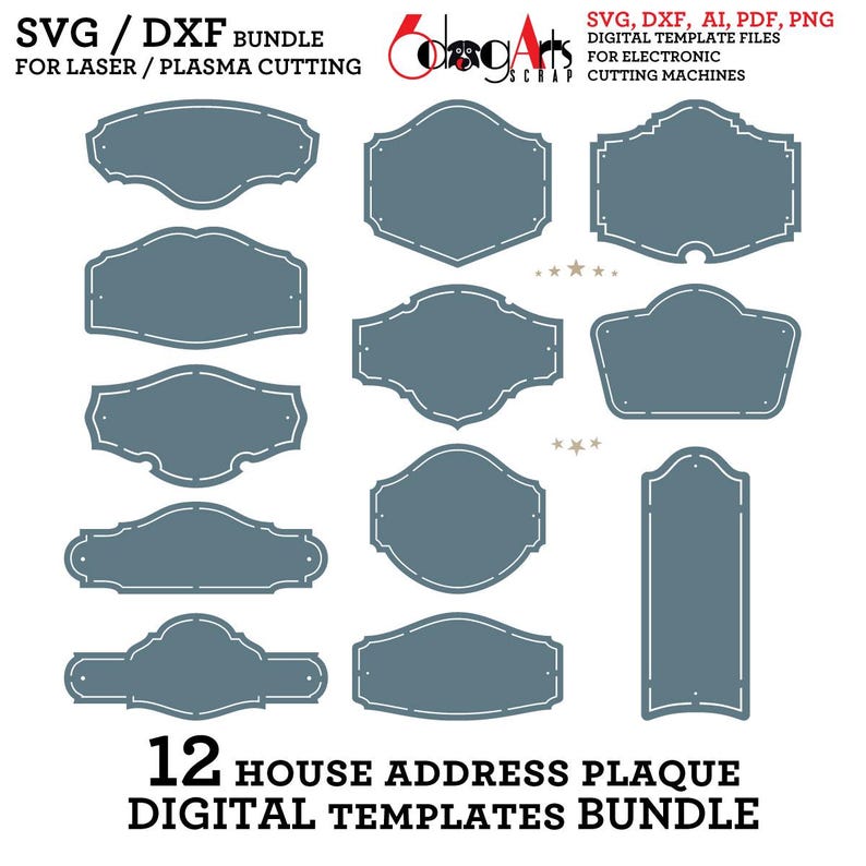 Address Door Sign SVG / DXF Bundle: 12 Digital Templates for Laser ...